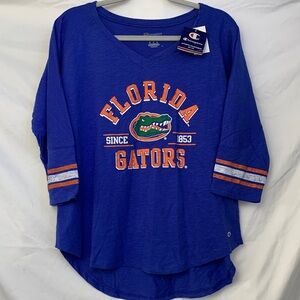 Champion Florida Gators Women’s Blue Baseball Style Tee NWT, Size L Football